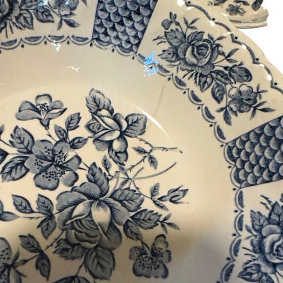 Vtg Myotts Melody England x5 rose decor blue copper print transferware, France c - Picture 8 of 14